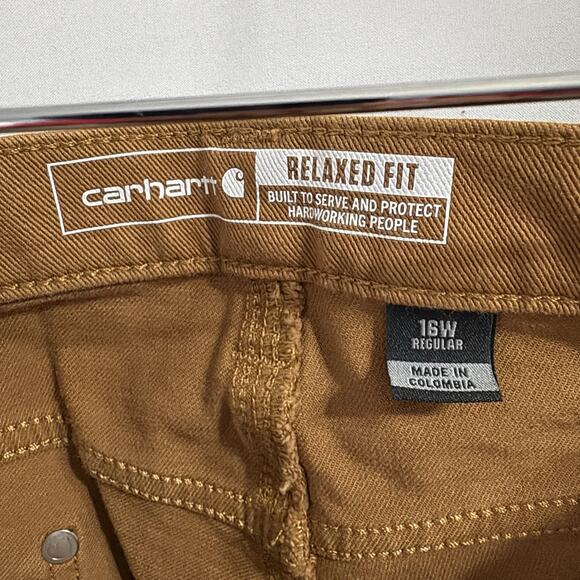Carhartt NWT Womens pants brown rugged Flex Relaxed BN4296 Double Front Sz 16 R - Picture 8 of 12